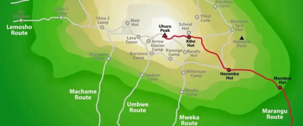 Kilimanjaro routes overview - Marangu Route